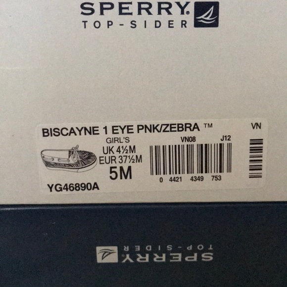 Pink Zebra w/ clear sequin & Navy Trim Sperry. - Picture 5 of 6